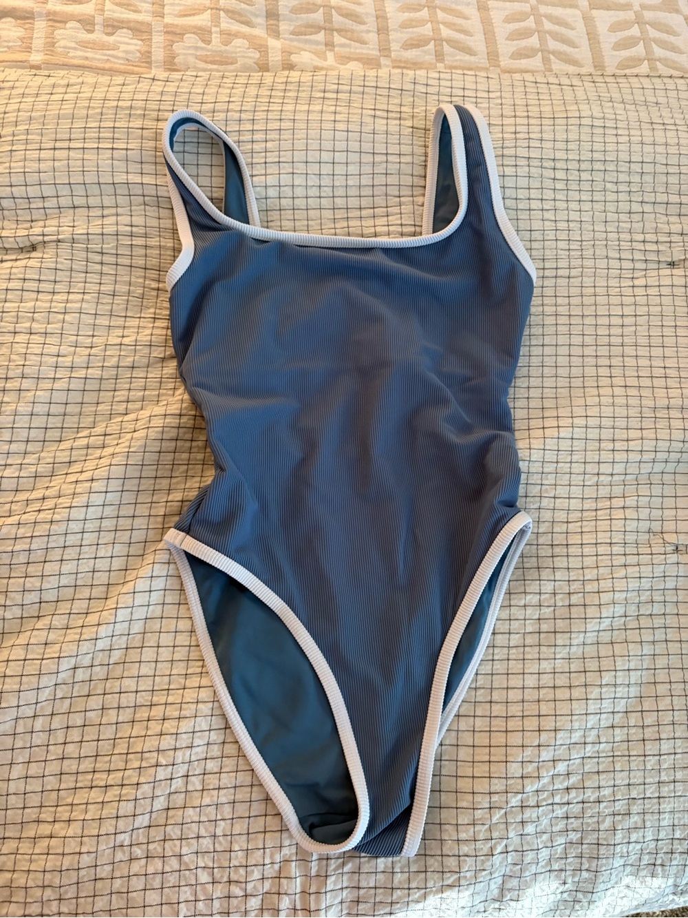 Lain Snow Blue Womens' One-Piece Swimsuit with White Trim